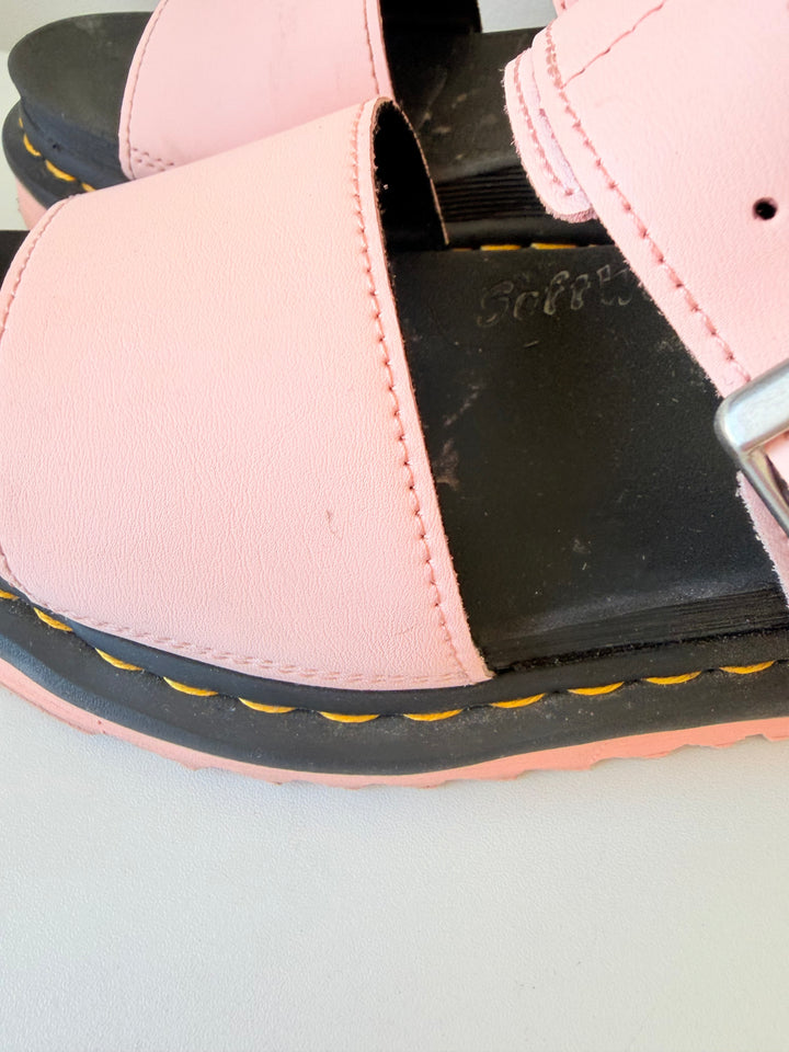 Doc Martens Voss Air Wear Hydro Leather Sandals In Pink Size 6
