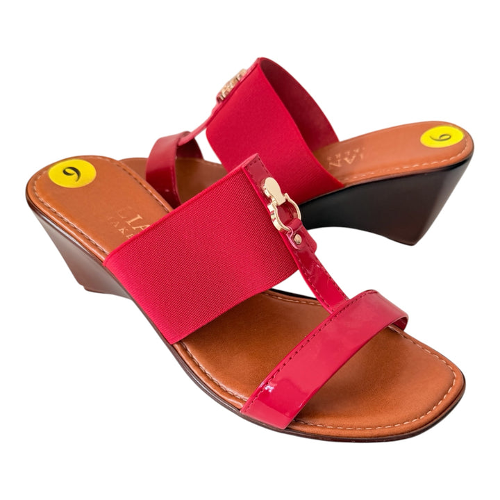 Italian Shoemaker Red Wedge Sandals Size 9