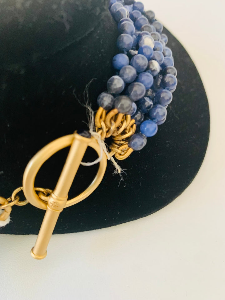 Blue Beaded Layered Statement Necklace