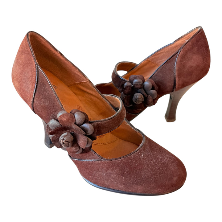 Sofft Brown Gemma Suede Mary Jane Heeled Pumps Size 7