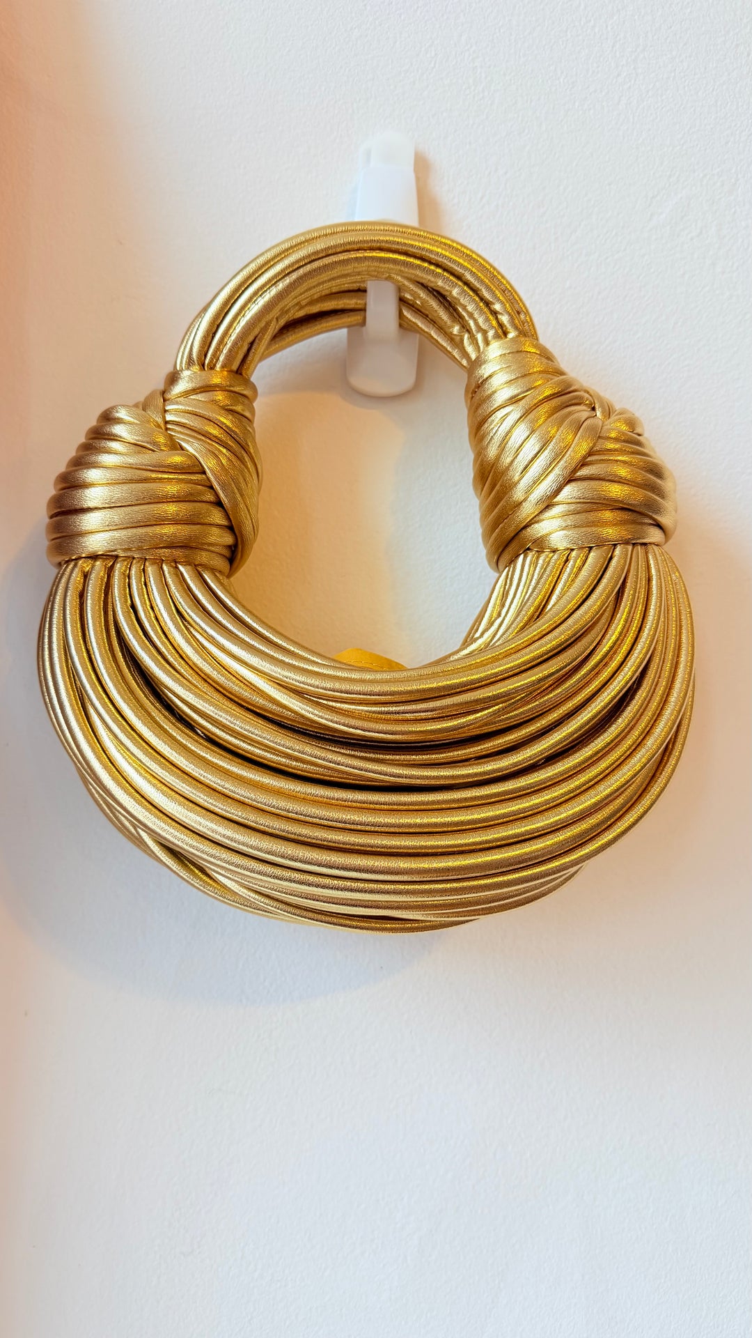 Amanda Vegan Gold Mettalic Knotted Detail Noodle Rope Design Handbag