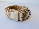 Brooks Brothers Macrame and Leather Belt in Cream  Size 36