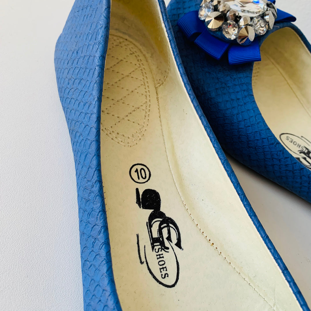 GC Shoes Royal Blue Rhinestone Ballet Flats Size 10