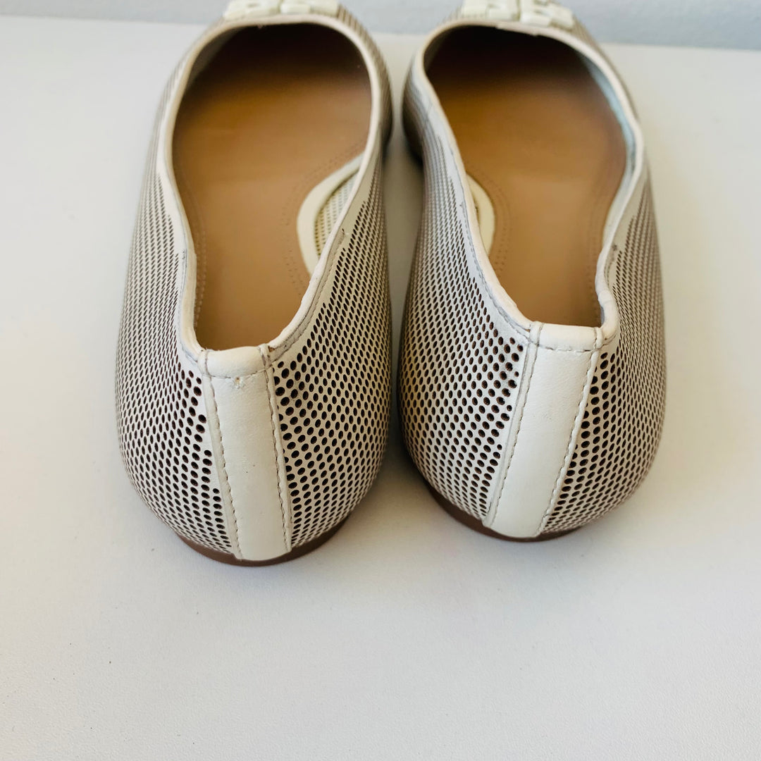 Tory Burch Lowell Perforated Ballet Flat in Ivory Size 10 New in Box