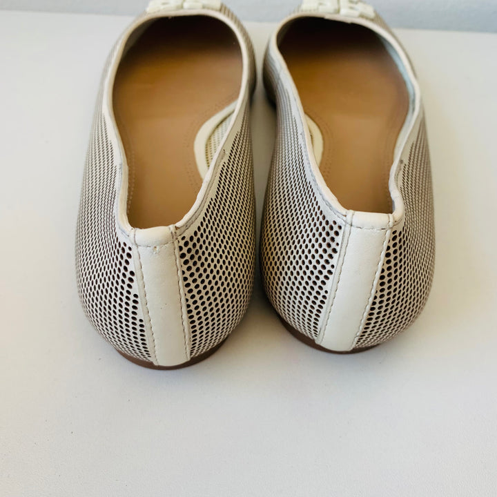 Tory Burch Lowell Perforated Ballet Flat in Ivory Size 10 New in Box