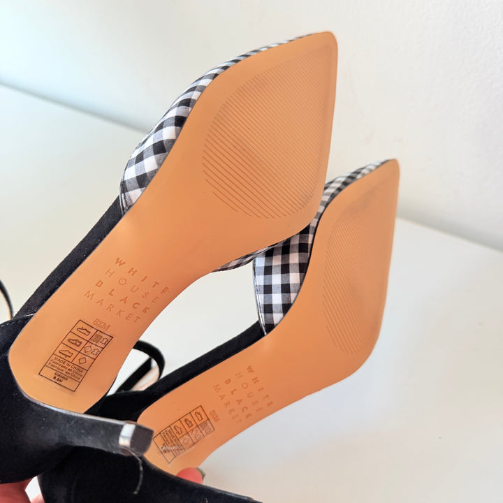 White House Black Market Gianna Black And White Gingham Pumps Size 8.5 New in Box