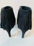 Sam Edelman Black Suede Kandice Fringe Booties Size 8