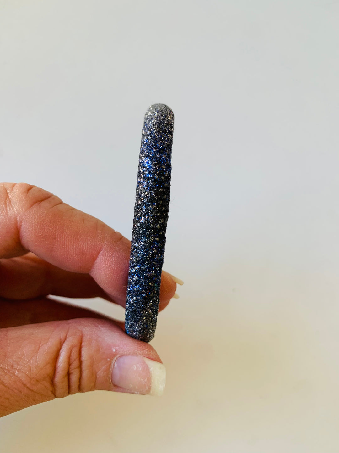 Blue & Black Sparkled Hinged Bracelet