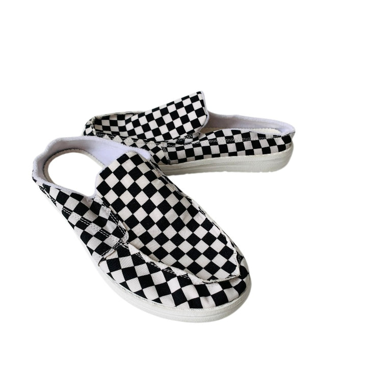 Checkered Black and White Slip Ons Size 41 New