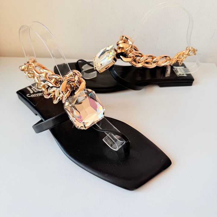 Jeffrey Campbell Ring On It Embellished Thong Chain Sandal Size 10