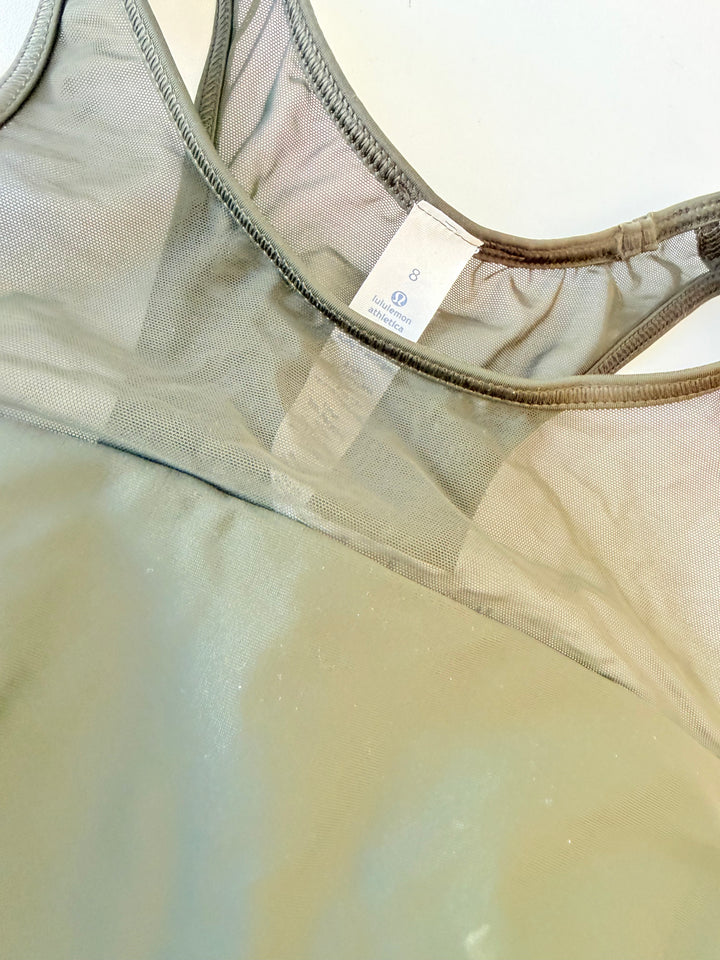 Lulu Lemon Flow Rider Olive Green Bra/Swim Top Size 8 NWT