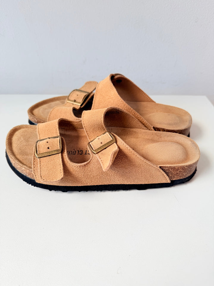 Project Cloud Venita In Chestnut Leather Womens Flat Sandals Size 6.5