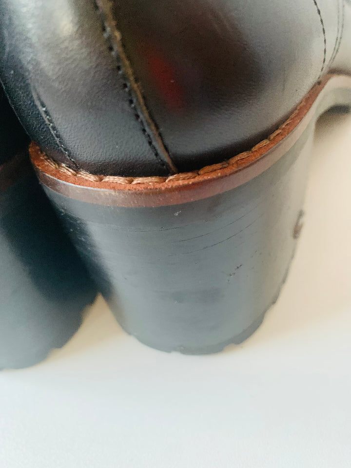 Coach Jadyn LTR Combat Bootie In Black Leather Size 8.5