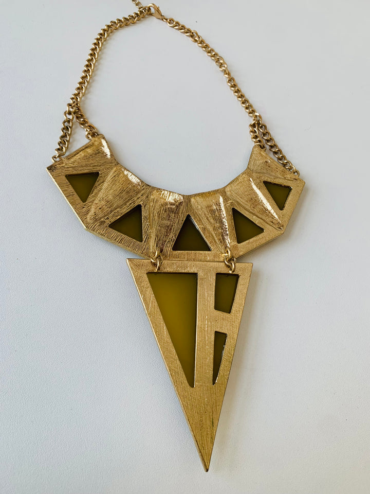 Green and Gold Bibb Statement Necklace