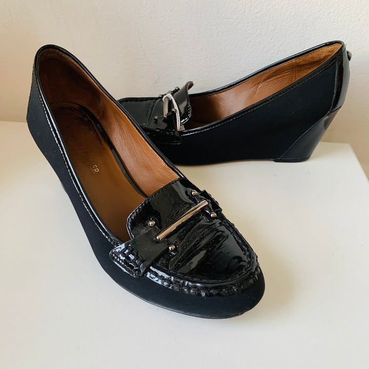 Donald Pliner Black Patent Wedges Size 7.5