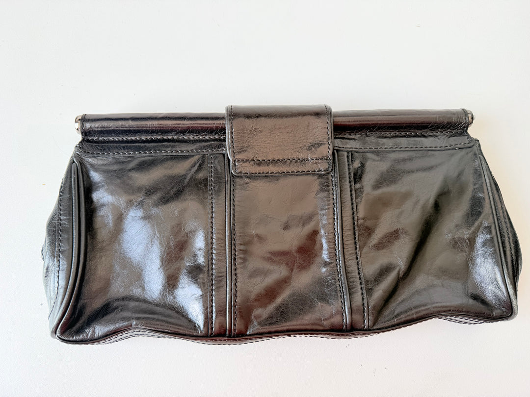 Kenneth Cole Black Shiney Leather Clutch