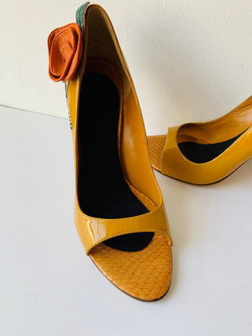 Cute Yellow Suede Heels - Peep-Toe Heels - Ankle Strap Heels - Lulus