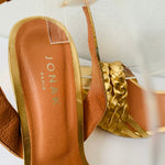 Jonak Paris VICI Gold Metallic Braided Heeled Leather Sandal Size 40