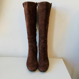 Guess Brown Suede Knee High Heeled Boots Size 8