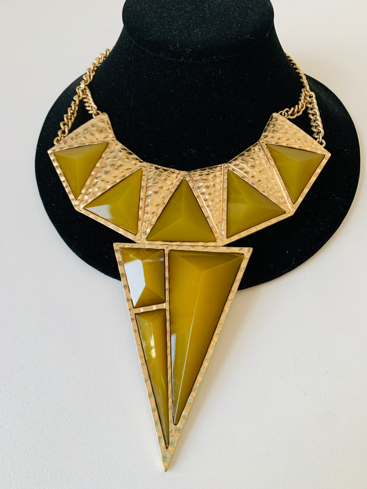 Green and Gold Bibb Statement Necklace