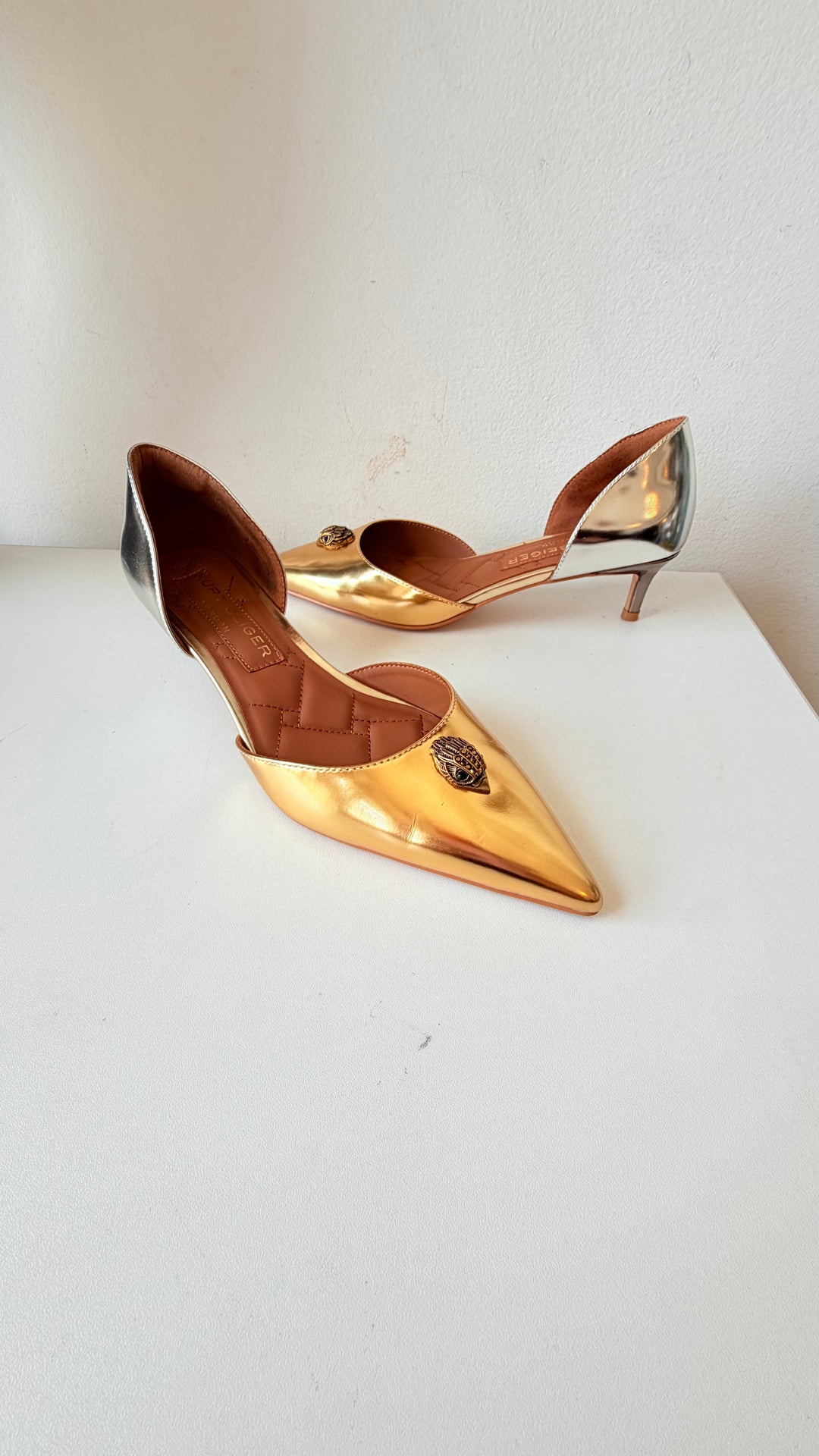 Kurt Geiger London Belgravia d’Orsay Pumps In Mettalic Gold/Silver Size 38.5