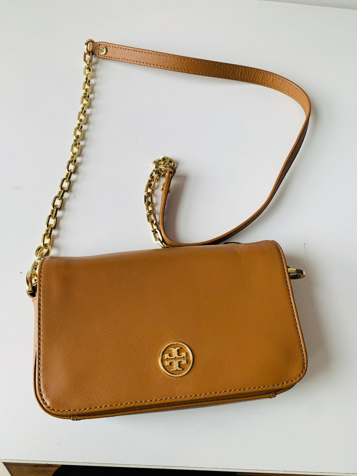 Tory Burch Brown Saffiano Leather Crossbody Handbag