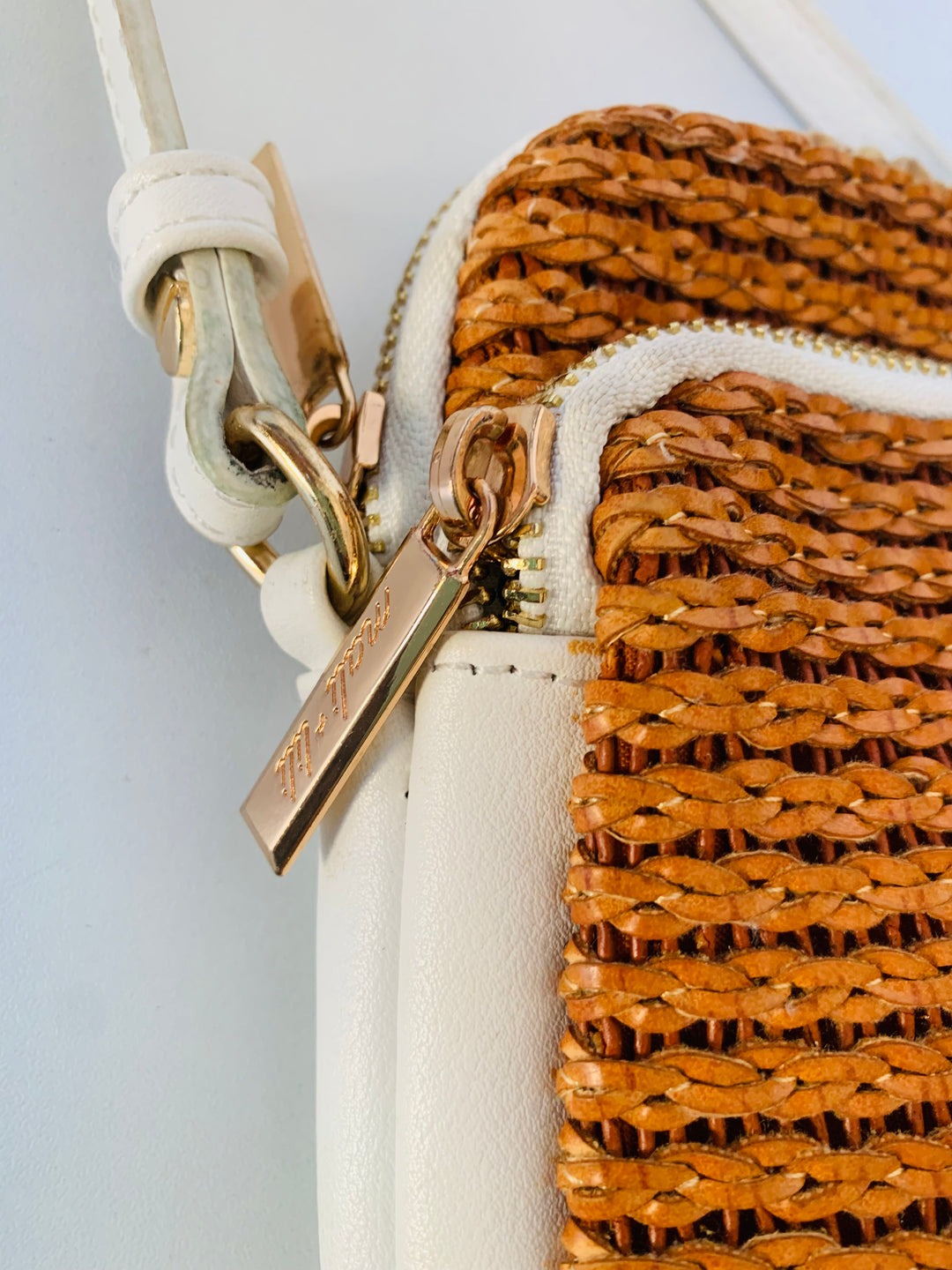 Mili & Lili White and Brown Woven Crossbody