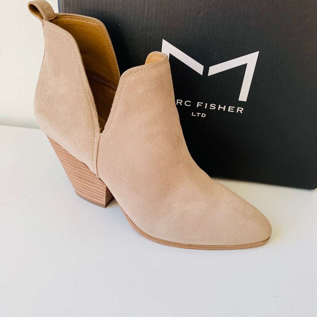 Marc Fisher Tanilla Light Natural Suede Cut Out Booties Size 8