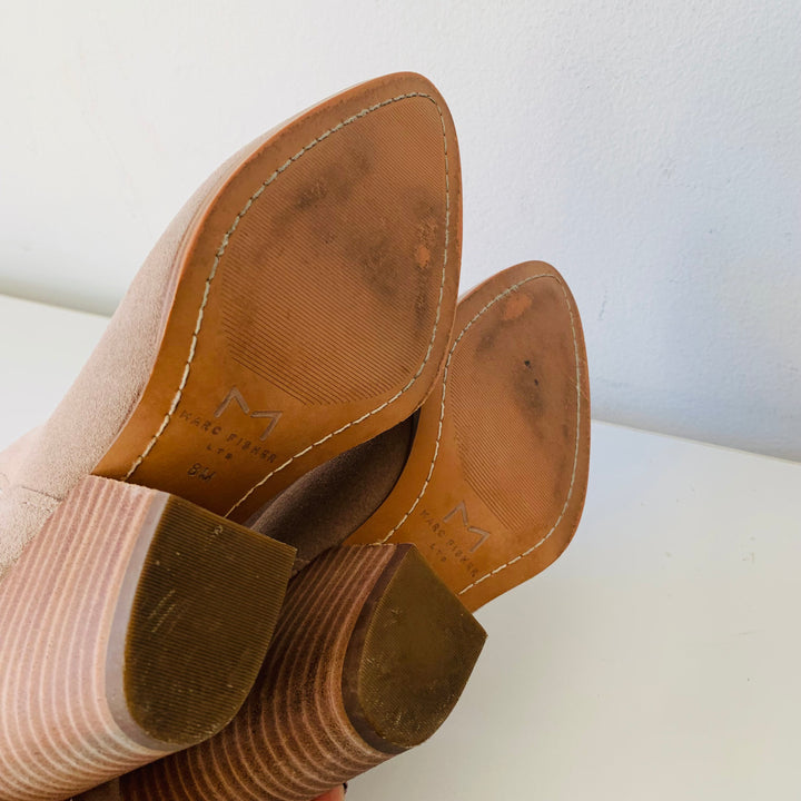 Marc Fisher Tanilla Light Natural Suede Cut Out Booties Size 8