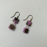Purple Stone Drop Pierced Earrings