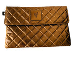 Younique Bronze/Gold Metallic Quilted Clutch/Makeup bag