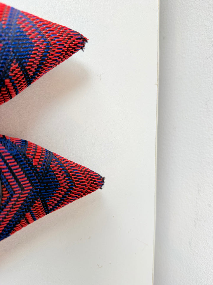 Jimmy Choo Abel Pointed Woven Fabric Red/Blue Pumps Size 39.5