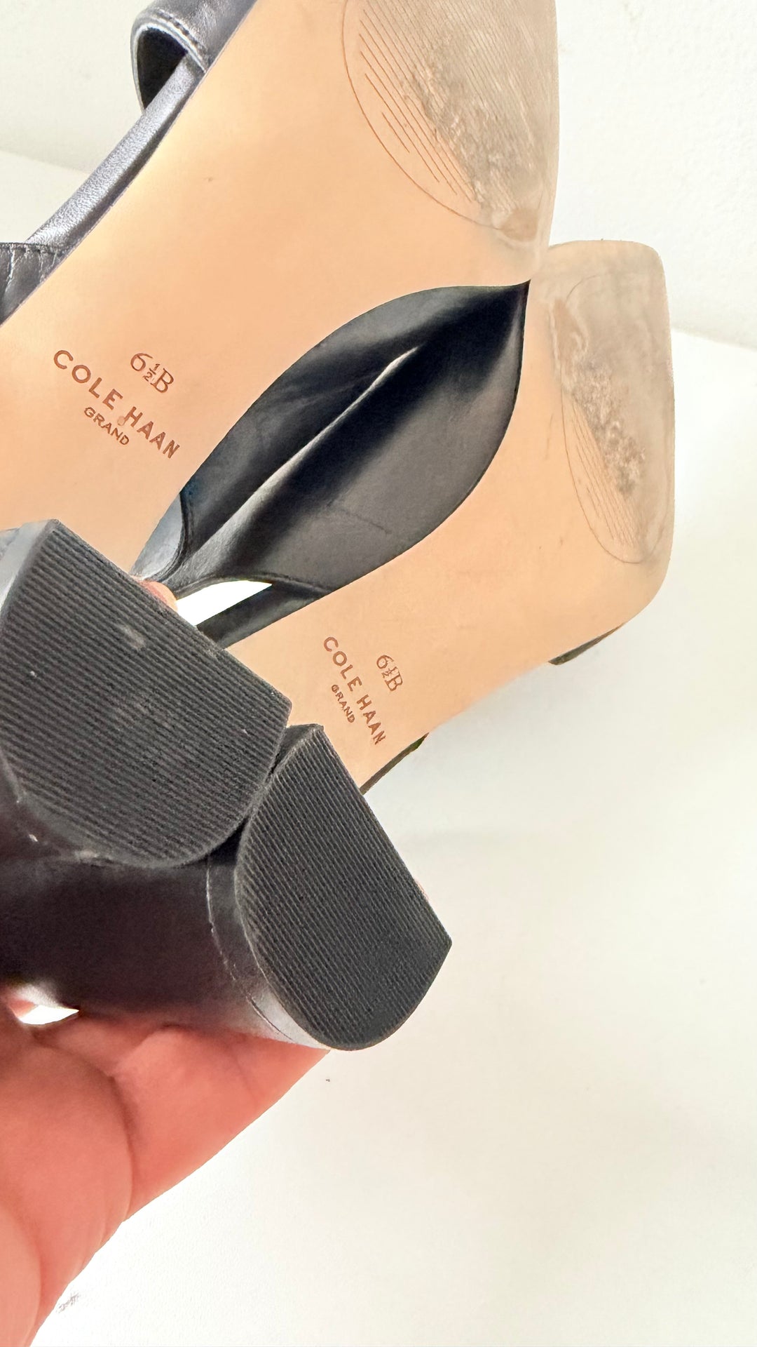 Cole Haan Grand Series Vania Black Leather Slingback Pumps Size 6.5