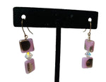 Purple Stone Drop Pierced Earrings