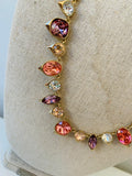 Givenchy Purple/Pink Multicolored Crystal Statement Necklace In Gold Tone