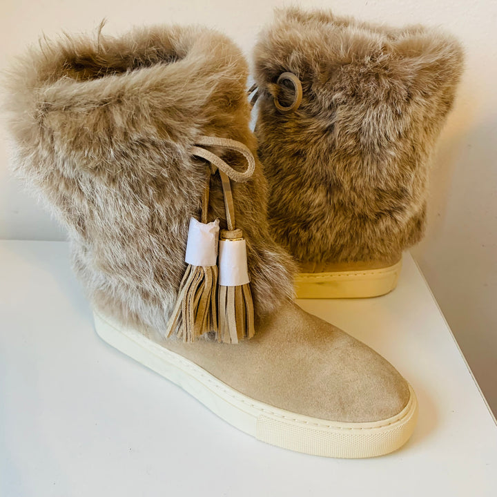 Tory Burch Tan Suede & Fur Boots Size 7