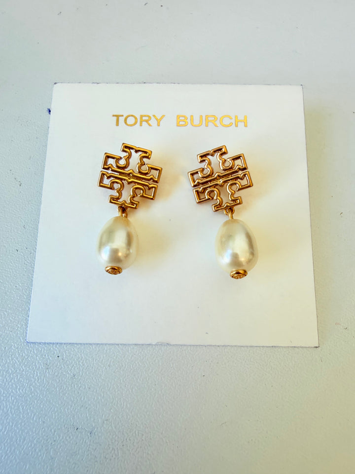 Tory Burch Britten Pearl Drop Pierced Earrings