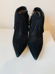 Sam Edelman Black Suede Kandice Fringe Booties Size 8