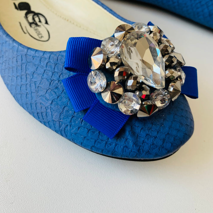 GC Shoes Royal Blue Rhinestone Ballet Flats Size 10