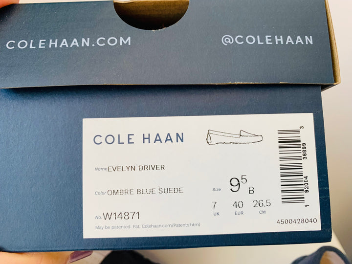 Cole Haan Evelyn Driver Moccasin in Ombré Blue Suede Size 9.5 New In Box