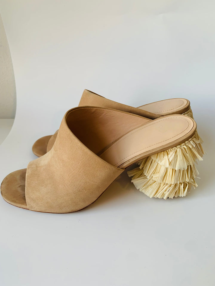Pour la Victoire Suede Peep Toe Fringe Heels Size 8