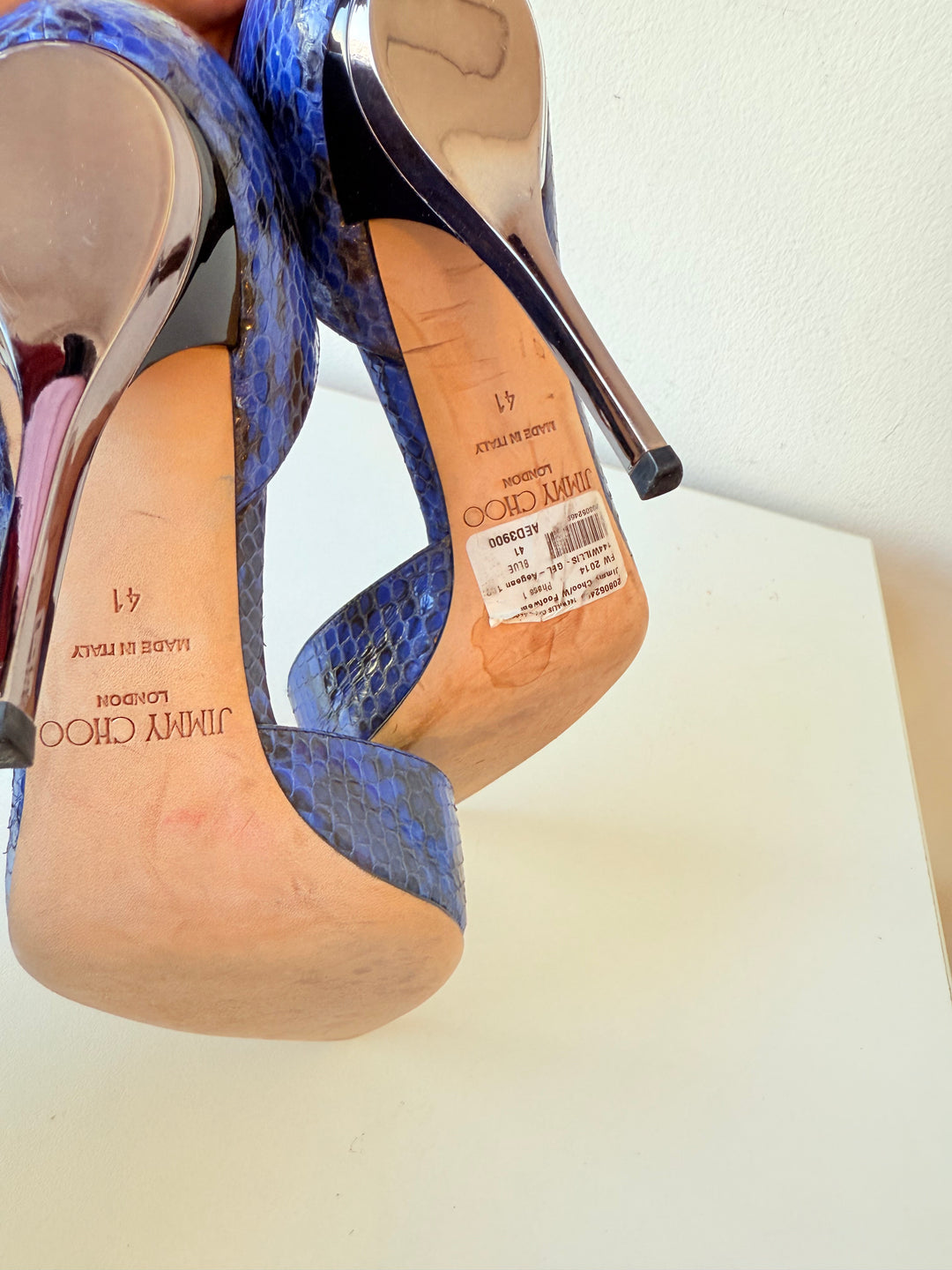 Jimmy Choo Anouk Blue Snakeskin d’Orsay Pumps Size 41 Authentic