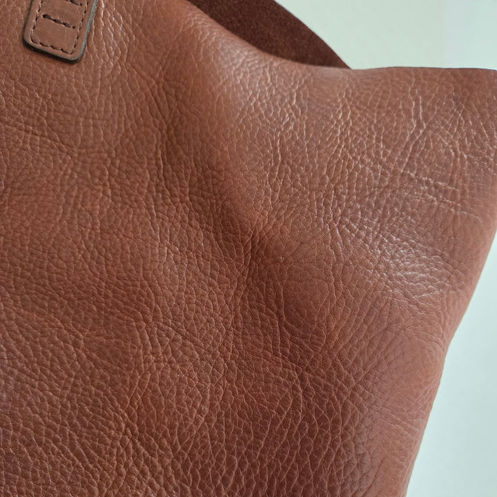 Soft Side Leather Tote with Matching Pouch