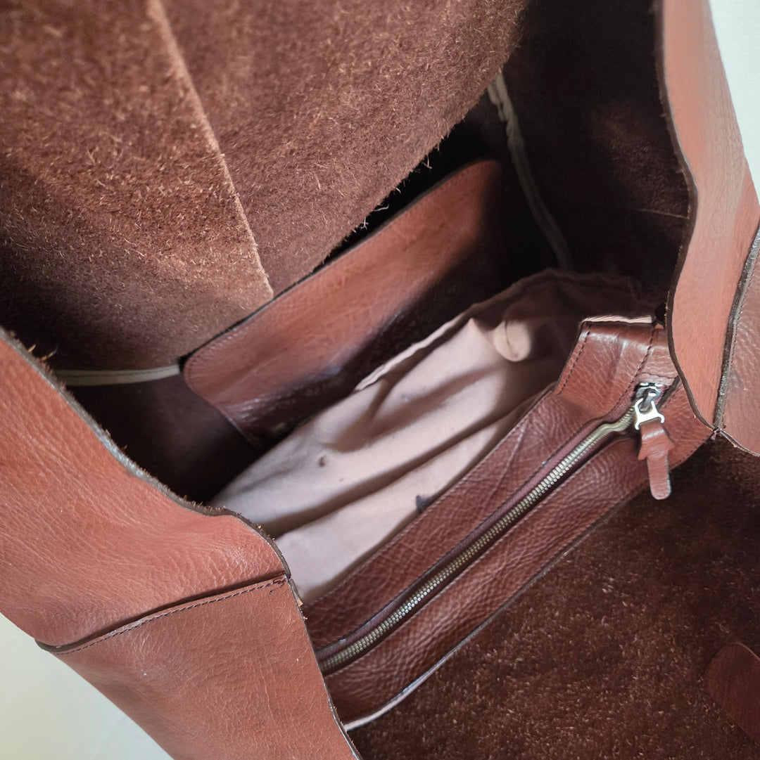 Soft Side Leather Tote with Matching Pouch