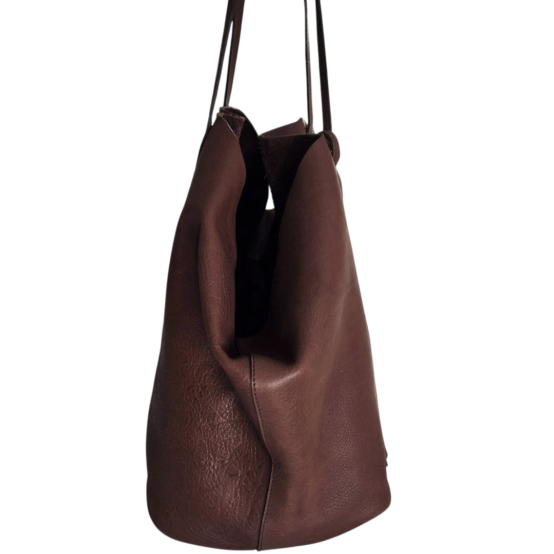 Soft Side Leather Tote with Matching Pouch