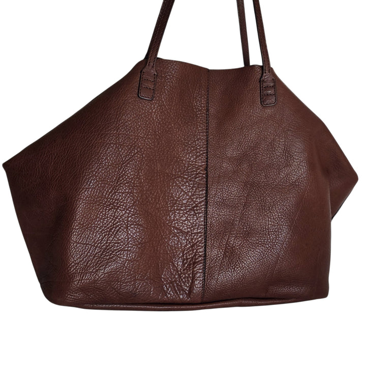 Soft Side Leather Tote with Matching Pouch