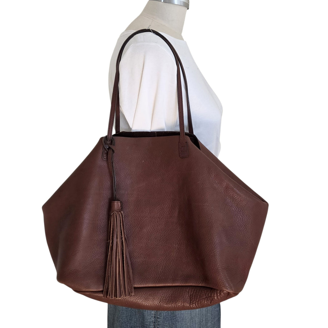 Soft Side Leather Tote with Matching Pouch
