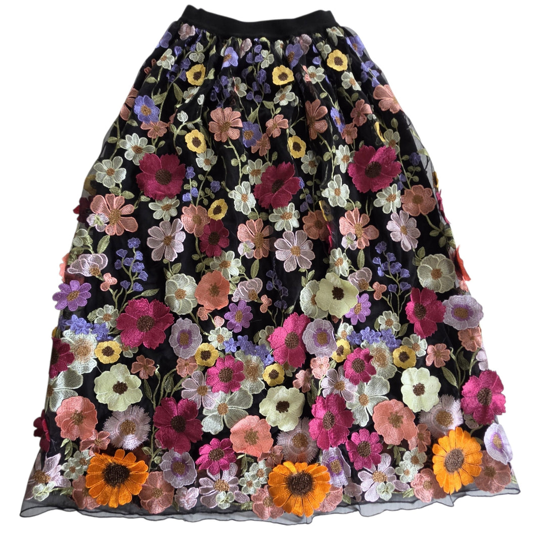Chicwish 3D Floral Applique Maxi Skirt Size XS/S