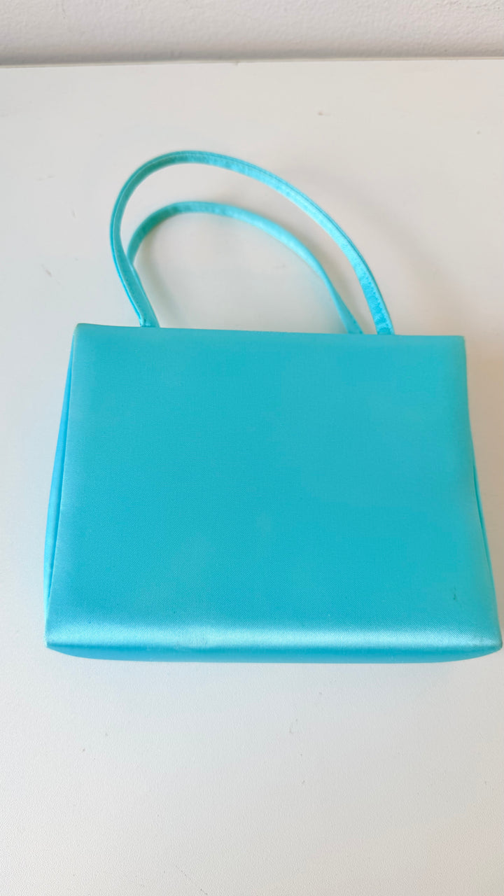 Indeed Aqua Blue Satin Evening Bag