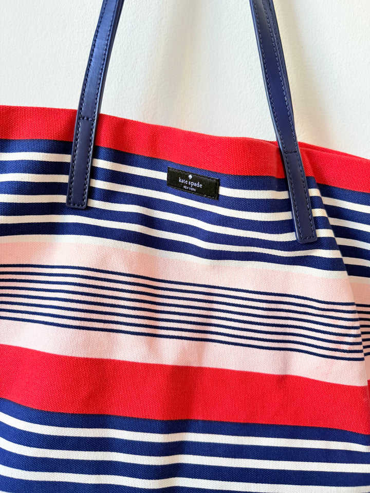 Kate Spade Striped Canvas Tote Bon Shopper